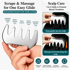 304 Stainless Steel Duoble-Sided Scalp Massage Comb & Gua Sha Relaxation Tool with Velvet Storage Bag – Head, Neck & Body Relaxation Massage Scraper