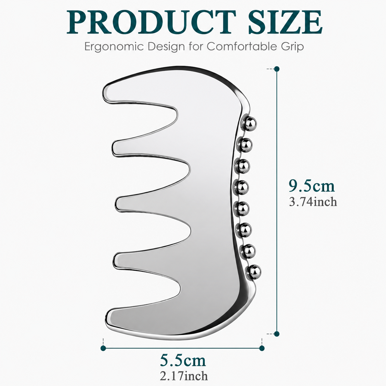 304 Stainless Steel Duoble-Sided Scalp Massage Comb & Gua Sha Relaxation Tool with Velvet Storage Bag – Head, Neck & Body Relaxation Massage Scraper