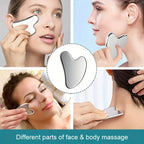Multifunctional Skincare & Massage Kit with 80ml Purple Silicone Facial Ice Roller, Stainless Steel Heart-Shaped Gua Sha Board, 2 Pack Lymphatic Drainage Massage Brushes for Skin Cooling and Absorption Enhancing, Blood Circulation and Puffiness Reducing