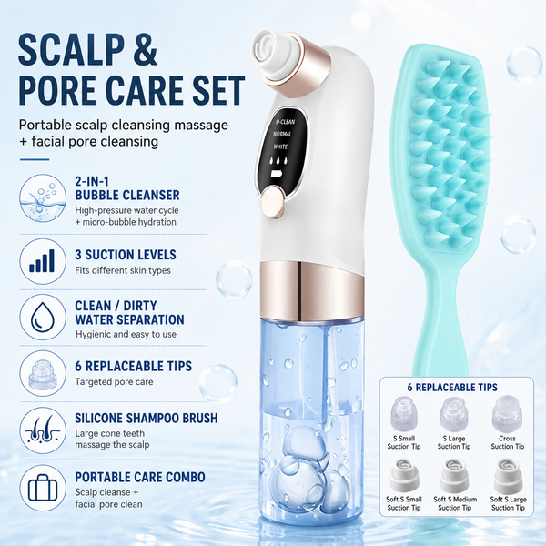 Microbubble Facial Pore Cleanser & Pink Ice Roller Set (Blue)