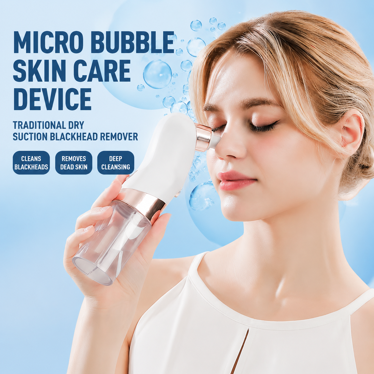 Microbubble Oxygen Hydration Facial Pore Cleanser and Pink Silicone Scalp Massage Scrubber Set with Waste Separation Design, 3 Level Vacumn Suction and 6 Replaceable Heads - Full Body Care Routine for Face Pore Cleaning and Scalp Massage