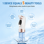 Microbubble Oxygen Hydration Facial Pore Cleanser and Black Silicone Scalp Massage Scrubber Set with Waste Separation Design, 3 Level Vacumn Suction and 6 Replaceable Heads - Full Body Care Routine for Face Pore Cleaning and Scalp Massage