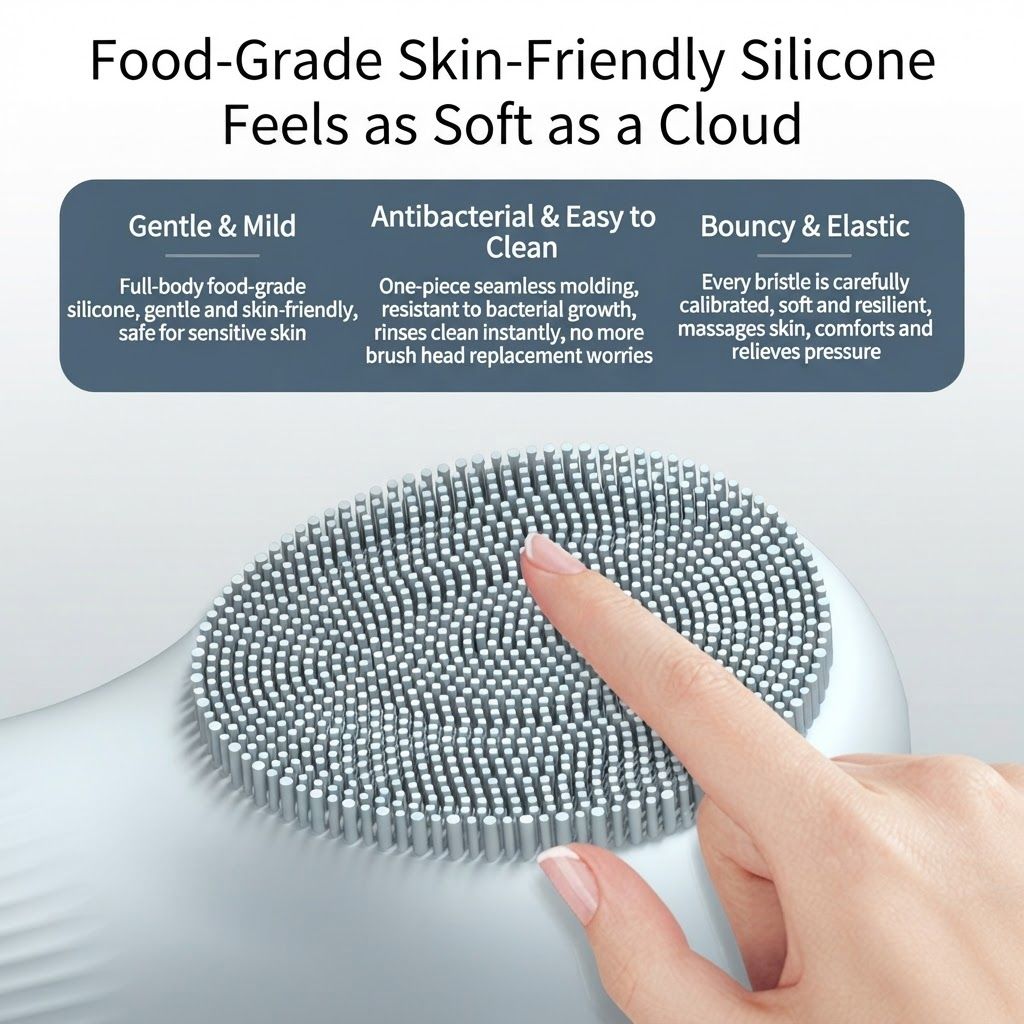 Purple 45°C Constant Heating Silicone Facial Cleansing Brush and 3pcs 8-Layer Fine Foaming Nets Set - Electric Sonic Face Scrubber with Dual-Sided Cleaning Surface & 3-Speed Vibration Massage, IPX7 Waterproof Skincare Absorption and Massage Device