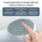 Purple 45°C Constant Heating Silicone Facial Cleansing Brush and 3pcs 8-Layer Fine Foaming Nets Set - Electric Sonic Face Scrubber with Dual-Sided Cleaning Surface & 3-Speed Vibration Massage, IPX7 Waterproof Skincare Absorption and Massage Device