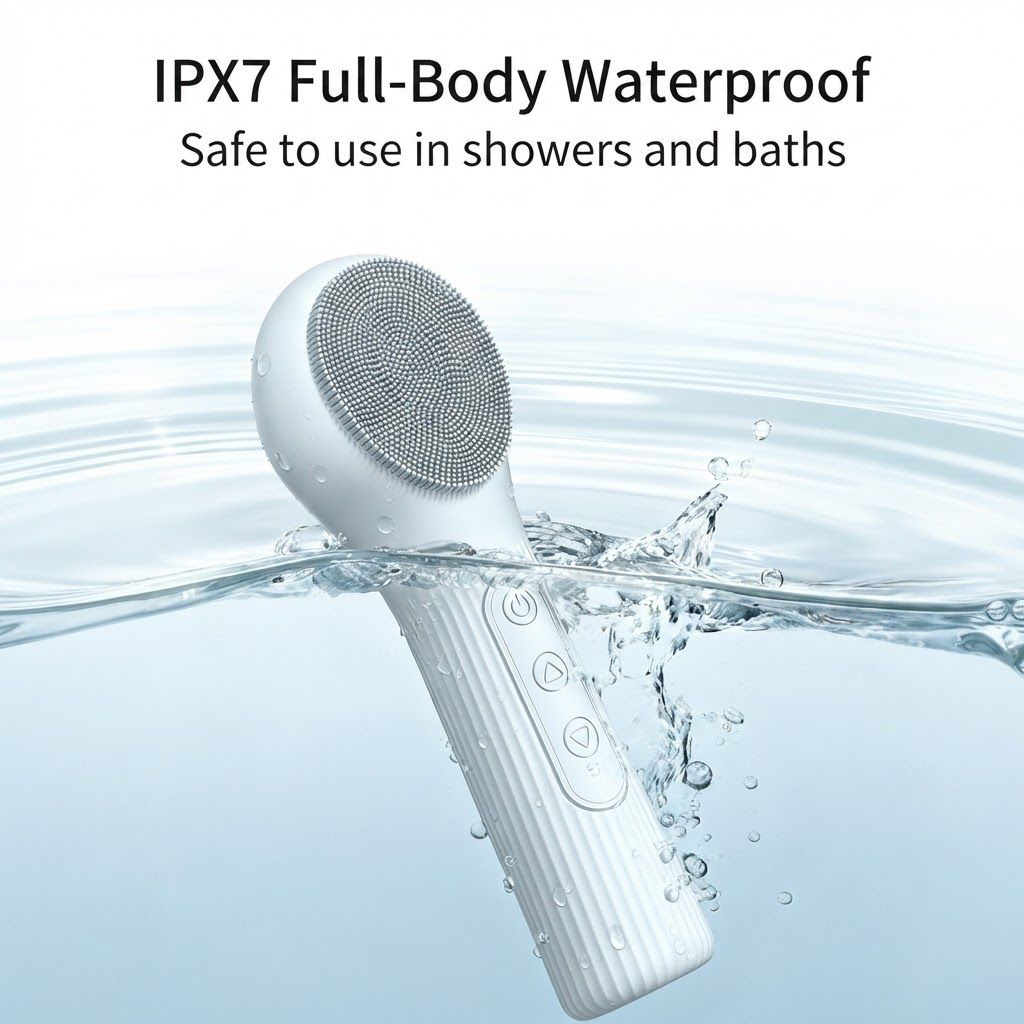 Blue 45°C Constant Heating Silicone Facial Cleansing Brush and 3pcs 8-Layer Fine Foaming Nets Set - Electric Sonic Face Scrubber with Dual-Sided Cleaning Surface & 3-Speed Vibration Massage, IPX7 Waterproof Skincare Absorption and Massage Device