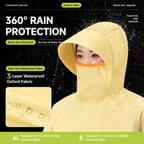 Black Full Coverage & Extended Cycling Hooded Rain Poncho with Detachable Shoe Covers, XL Size – Thickened Waterproof Oxford Motorcycle Raincoat with Face-Protection Elastic Collar, Large Storage Pocket and Foldable Sleeve Cover for Men Women Outdoor Use