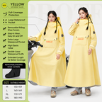 Yellow Full Coverage & Extended Cycling Hooded Rain Poncho with Detachable Shoe Covers, M Size – Thickened Waterproof Oxford Motorcycle Raincoat with Face-Protection Elastic Collar, Large Storage Pocket and Foldable Sleeve Cover for Men Women Outdoor Use