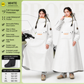 White Full Coverage & Extended Cycling Hooded Rain Poncho with Detachable Shoe Covers, L Size – Thickened Waterproof Oxford Motorcycle Raincoat with Face-Protection Elastic Collar, Large Storage Pocket and Foldable Sleeve Cover for Men Women Outdoor Use