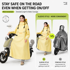 White Full Coverage & Extended Cycling Hooded Rain Poncho with Detachable Shoe Covers, L Size – Thickened Waterproof Oxford Motorcycle Raincoat with Face-Protection Elastic Collar, Large Storage Pocket and Foldable Sleeve Cover for Men Women Outdoor Use