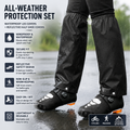 Black Waterproof Rain Leg Covers and Long Half Rain Pants, Quick Pull-On with Adjustable Elastic Top & Snap Closure Cuffs – Lightweight & Reusable, Windproof & Mudproof for Commuting, Cycling, Garden and Outdoor Activities (1 Pair 4XL)