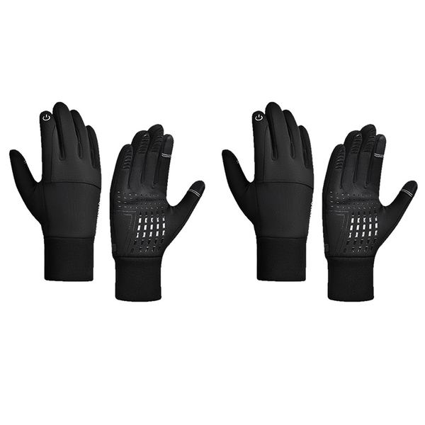 2 Pairs Black M size Winter Cycling Gloves Set - Windproof Thermal Touchscreen Sports Gloves with Water Resistant Design for Cycling, Running, Skiing and Outdoor Activities