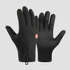 Black M size Winter Outdoor Cycling Gloves - Touch Screen Compatible Windproof Waterproof Non-Slip Palm Thermal Fleece Gloves for Cycling, Skiing, Hiking and Sports