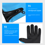 Black M size Winter Outdoor Cycling Gloves - Touch Screen Compatible Windproof Waterproof Non-Slip Palm Thermal Fleece Gloves for Cycling, Skiing, Hiking and Sports