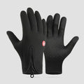 Black L size Winter Outdoor Cycling Gloves - Touch Screen Compatible Windproof Waterproof Non-Slip Palm Thermal Fleece Gloves for Cycling, Skiing, Hiking and Sports