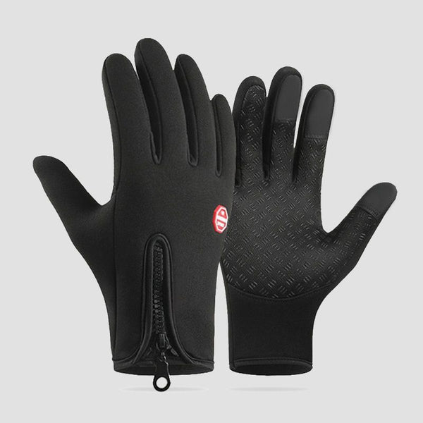 Black XL size Winter Outdoor Cycling Gloves - Touch Screen Compatible Windproof Waterproof Non-Slip Palm Thermal Fleece Gloves for Cycling, Skiing, Hiking and Sports