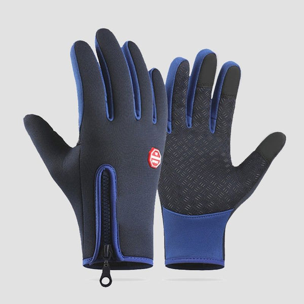Blue XL size Winter Outdoor Cycling Gloves - Touch Screen Compatible Windproof Waterproof Non-Slip Palm Thermal Fleece Gloves for Cycling, Skiing, Hiking and Sports