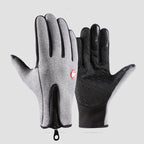 Grey XL size Winter Outdoor Cycling Gloves - Touch Screen Compatible Windproof Waterproof Non-Slip Palm Thermal Fleece Gloves for Cycling, Skiing, Hiking and Sports