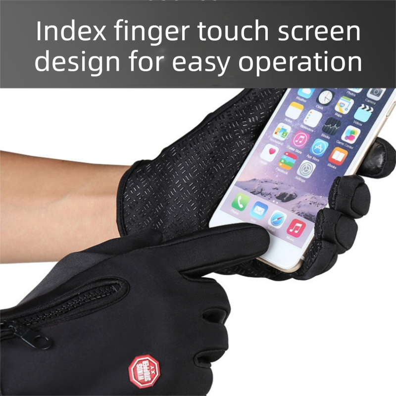 Grey XL size Winter Outdoor Cycling Gloves - Touch Screen Compatible Windproof Waterproof Non-Slip Palm Thermal Fleece Gloves for Cycling, Skiing, Hiking and Sports