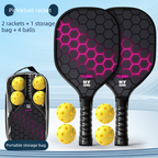 Black and Pink Professional Carbon Fiber Pickleball Paddle Set （2 Rackets + 4 Balls + 1 Carry Bag）- Lightweight Pickleball Racket with Balls for Adults and Kids Outdoor Sports Training