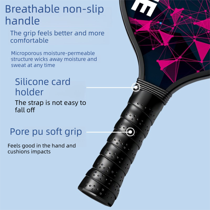 Black and Pink Professional Carbon Fiber Pickleball Paddle Set （2 Rackets + 4 Balls + 1 Carry Bag）- Lightweight Pickleball Racket with Balls for Adults and Kids Outdoor Sports Training