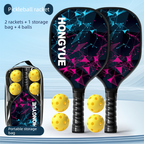 Black and Pink and Blue Professional Carbon Fiber Pickleball Paddle Set （2 Rackets + 4 Balls + 1 Carry Bag）- Lightweight Pickleball Racket with Balls for Adults and Kids Outdoor Sports Training