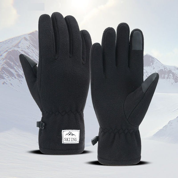 Black Winter Thermal Touchscreen Gloves  - Outdoor Cycling Skiing Driving Windproof Full Finger Warm Gloves-Dual-Touchscreen Design, Fleece-Lined for Warmth
