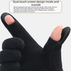 Black Winter Thermal Touchscreen Gloves  - Outdoor Cycling Skiing Driving Windproof Full Finger Warm Gloves-Dual-Touchscreen Design, Fleece-Lined for Warmth