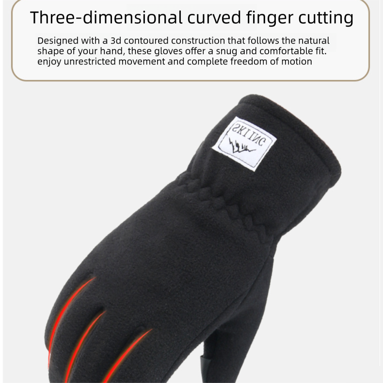 Black Winter Thermal Touchscreen Gloves  - Outdoor Cycling Skiing Driving Windproof Full Finger Warm Gloves-Dual-Touchscreen Design, Fleece-Lined for Warmth