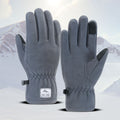 Grey Winter Thermal Touchscreen Gloves  - Outdoor Cycling Skiing Driving Windproof Full Finger Warm Gloves-Dual-Touchscreen Design, Fleece-Lined for Warmth