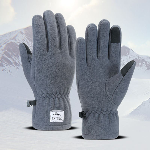 Grey Winter Thermal Touchscreen Gloves  - Outdoor Cycling Skiing Driving Windproof Full Finger Warm Gloves-Dual-Touchscreen Design, Fleece-Lined for Warmth