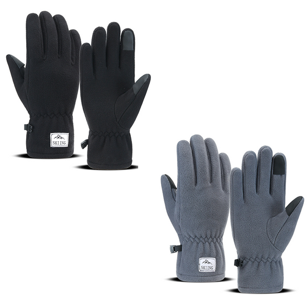 2 piece Black and Grey Winter Thermal Touchscreen Gloves  - Outdoor Cycling Skiing Driving Windproof Full Finger Warm Gloves-Dual-Touchscreen Design, Fleece-Lined for Warmth