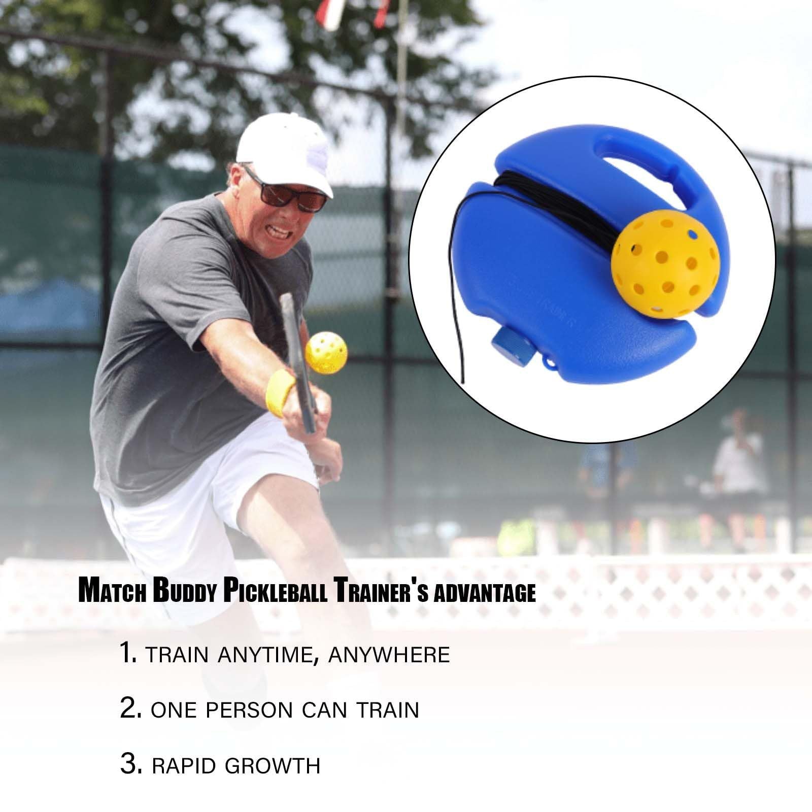Pickleball Trainer Rebound Practice Set with Blue Tethered Ball and Blue Fillable Base -Solo Training Aid for Beginners and Advanced Players Solo Practice and Skill Development