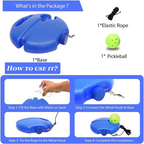Pickleball Trainer Rebound Practice Set with Blue Tethered Ball and Blue Fillable Base -Solo Training Aid for Beginners and Advanced Players Solo Practice and Skill Development