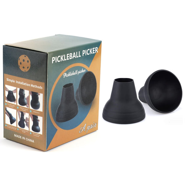 2-piece Black Silicone Pickleball Ball Retriever Attachment for Paddle Handle Easy Ball Pickup Training Accessory  No Bend Training Aid for Players