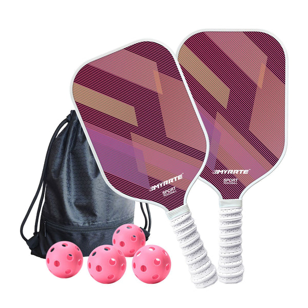 2 pcs Dreamy Blue Fiberglass Pickleball Paddle Racket Set（2 Rackets + 4 Balls + Bag） Lightweight PP Honeycomb Core Training Racket for Beginners and Recreational Play with Cushioned Grip