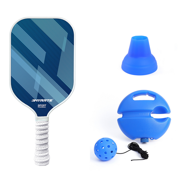 4-piece Blue Complete Pickleball Training Set Pickleball Starter Training Kit  with Paddle Ball Retriever Rebound Trainer and Practice Ball