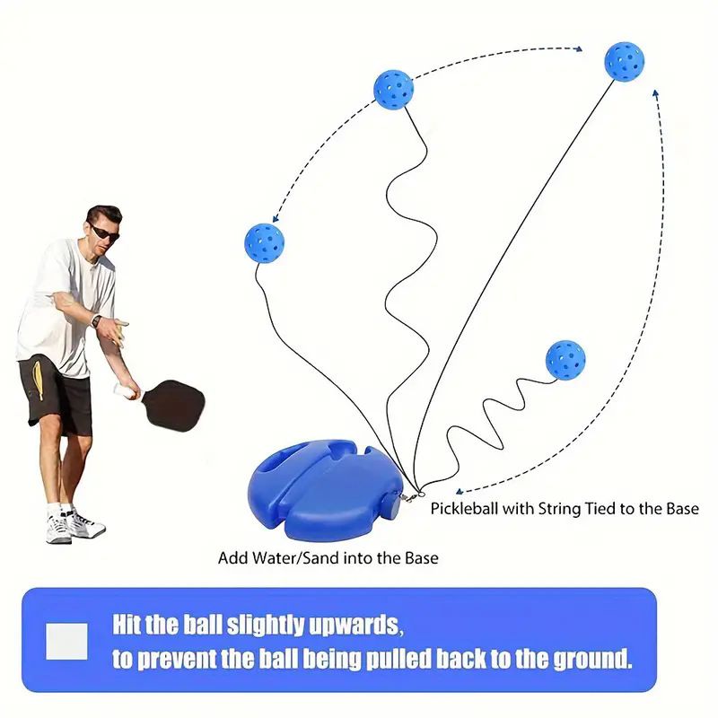4-piece Blue Complete Pickleball Training Set Pickleball Starter Training Kit  with Paddle Ball Retriever Rebound Trainer and Practice Ball