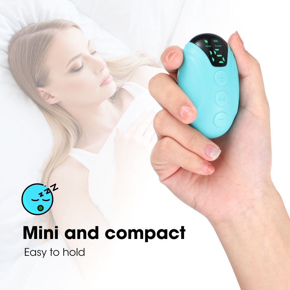 Green Portable EMS Pulse Sleep Aid Device - 15 Adjustable Levels, Dual Mode Handheld Relaxation Tool for Stress Relief and Better Sleep Quality