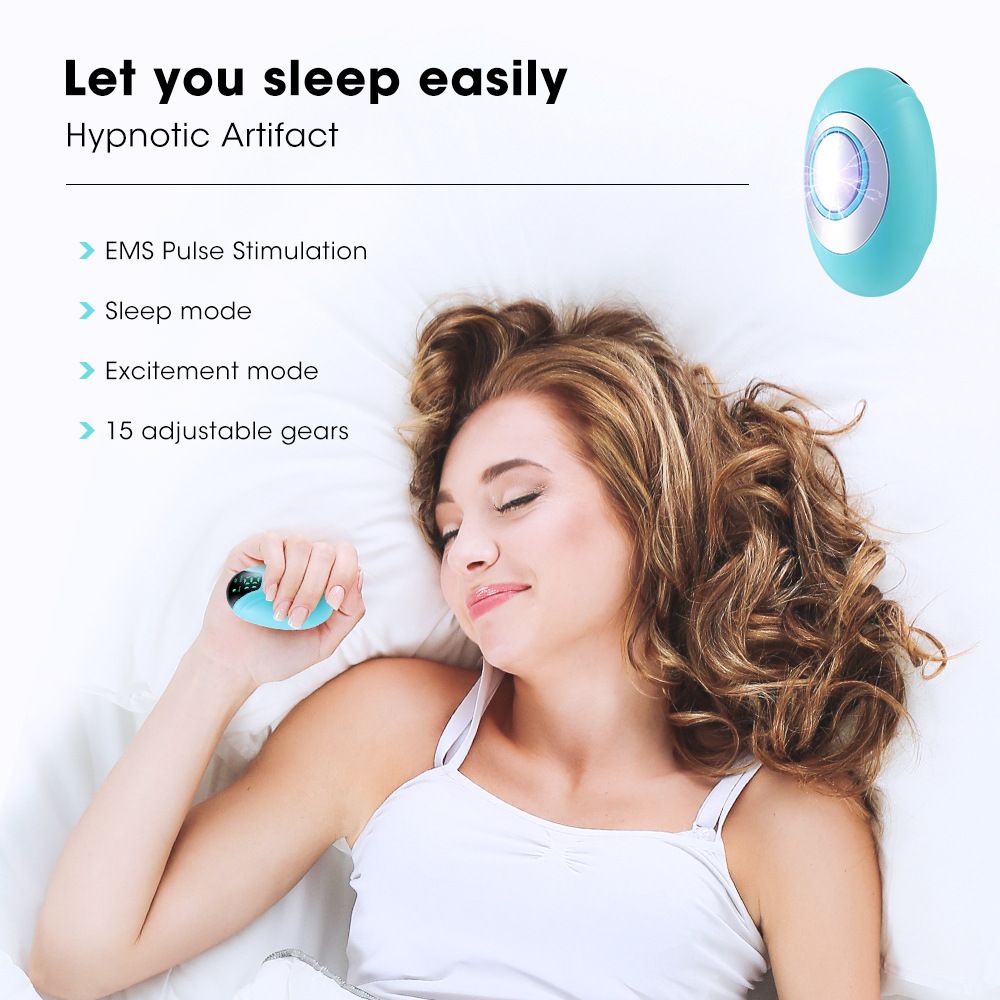 Green Portable EMS Pulse Sleep Aid Device - 15 Adjustable Levels, Dual Mode Handheld Relaxation Tool for Stress Relief and Better Sleep Quality
