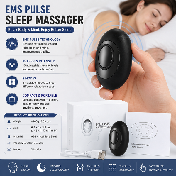 Black Portable EMS Pulse Sleep Aid Device
