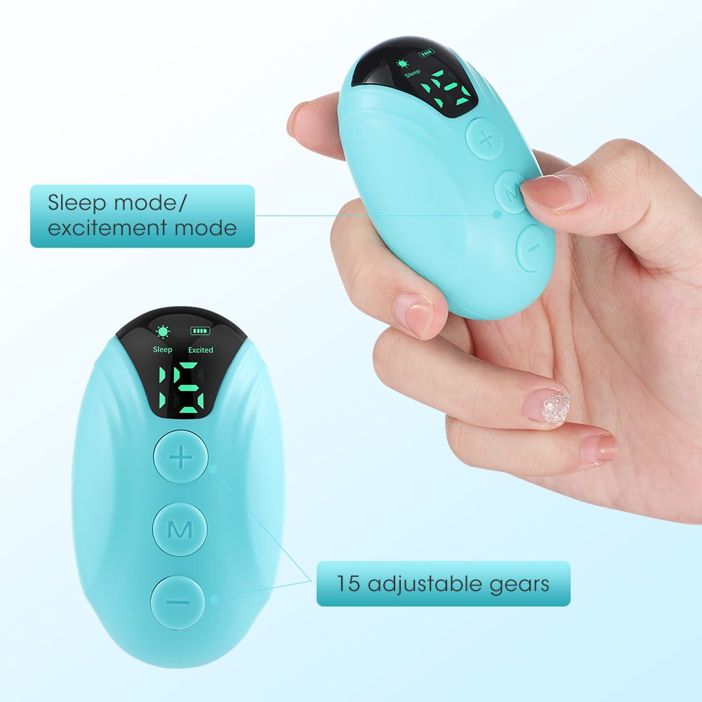 Black Portable EMS Pulse Sleep Aid Device - 15 Adjustable Levels, Dual Mode Handheld Relaxation Tool for Stress Relief and Better Sleep Quality