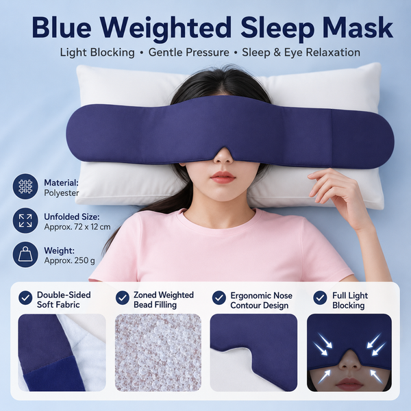 Blue Weighted Sleep Mask for Travel and Home Use