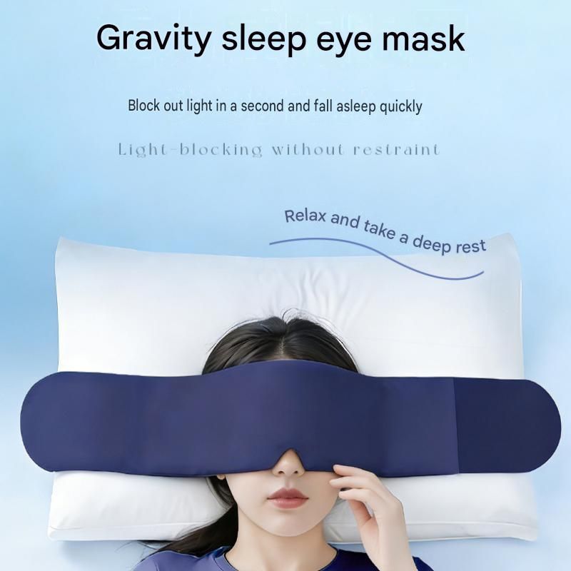Blue Weighted Sleep Mask - Double-Sided Cooling and Warm Fabric, Micro-Bead Pressure Design, 72cm Adjustable Wrap, Light Blocking Eye Cover for Travel and Home Use