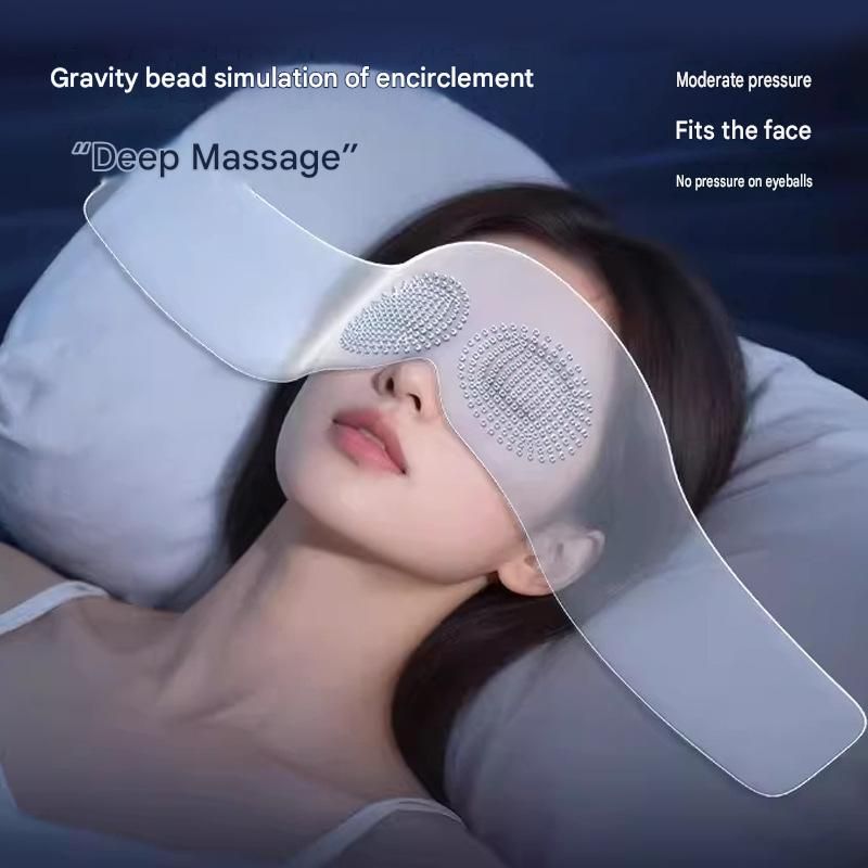 Blue Weighted Sleep Mask - Double-Sided Cooling and Warm Fabric, Micro-Bead Pressure Design, 72cm Adjustable Wrap, Light Blocking Eye Cover for Travel and Home Use