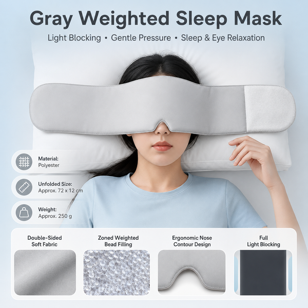 Grey Weighted Sleep Mask for Travel and Home Use