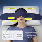 Grey Weighted Sleep Mask - Double-Sided Cooling and Warm Fabric, Micro-Bead Pressure Design, 72cm Adjustable Wrap, Light Blocking Eye Cover for Travel and Home Use