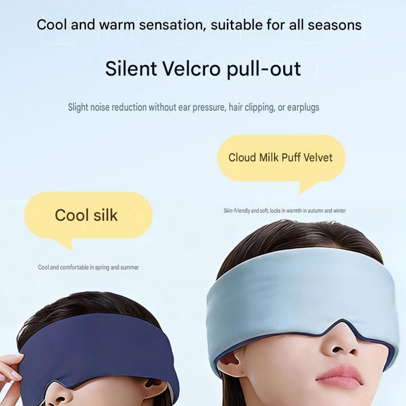 Grey Weighted Sleep Mask - Double-Sided Cooling and Warm Fabric, Micro-Bead Pressure Design, 72cm Adjustable Wrap, Light Blocking Eye Cover for Travel and Home Use