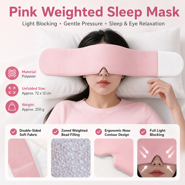 Pink Weighted Sleep Mask for Travel and Home Use