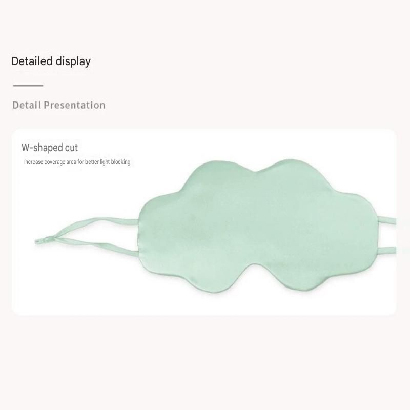 Pink Mulberry Silk Sleep Eye Mask - Cloud Shaped Blackout Blindfold with Adjustable Strap, Lightweight Travel and Nap Essential for Sensitive Skin