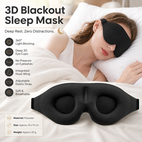 Black 3D Contoured Sleep Eye Mask